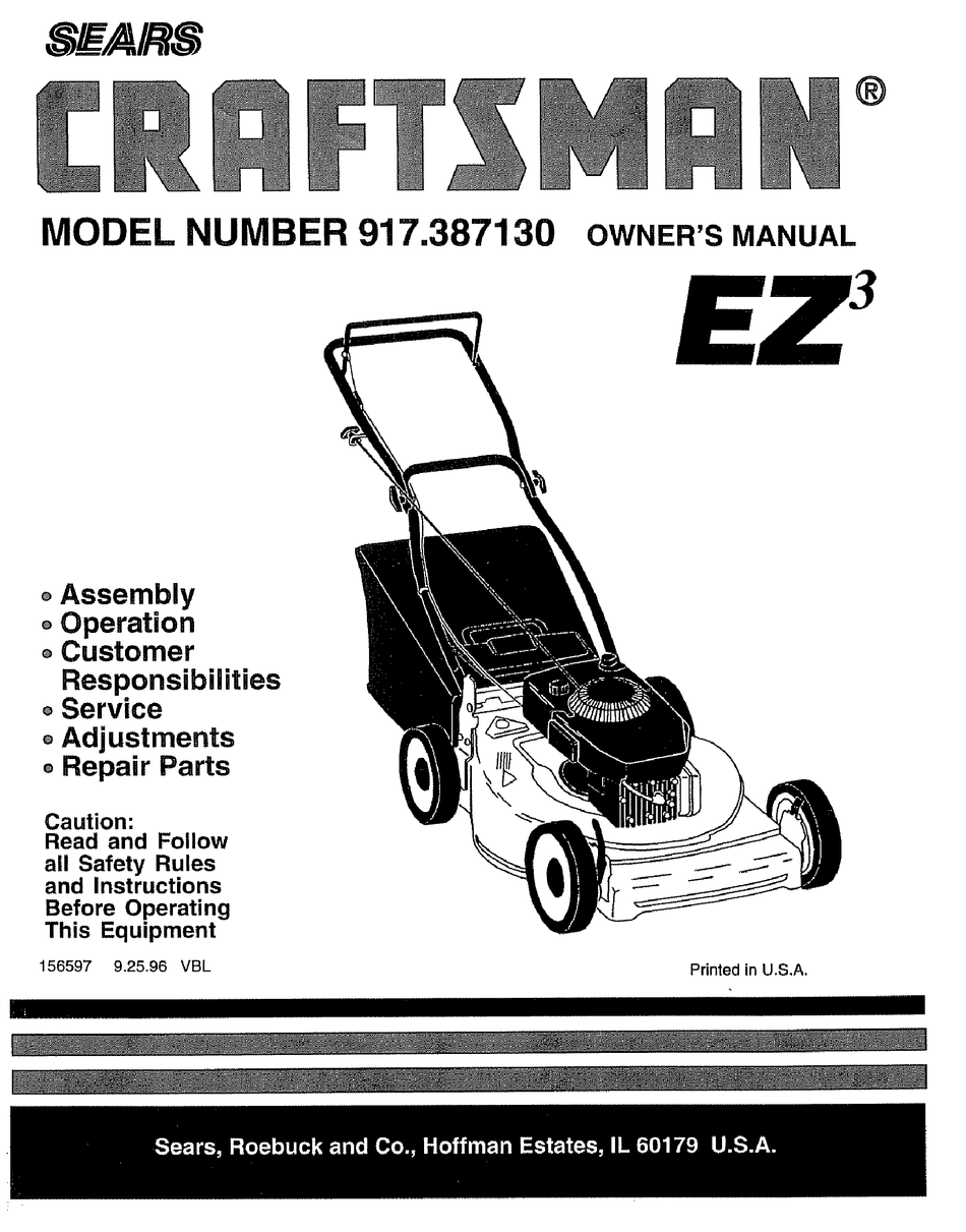 CRAFTSMAN EZ3 917.38713 OWNER'S MANUAL Pdf Download | ManualsLib