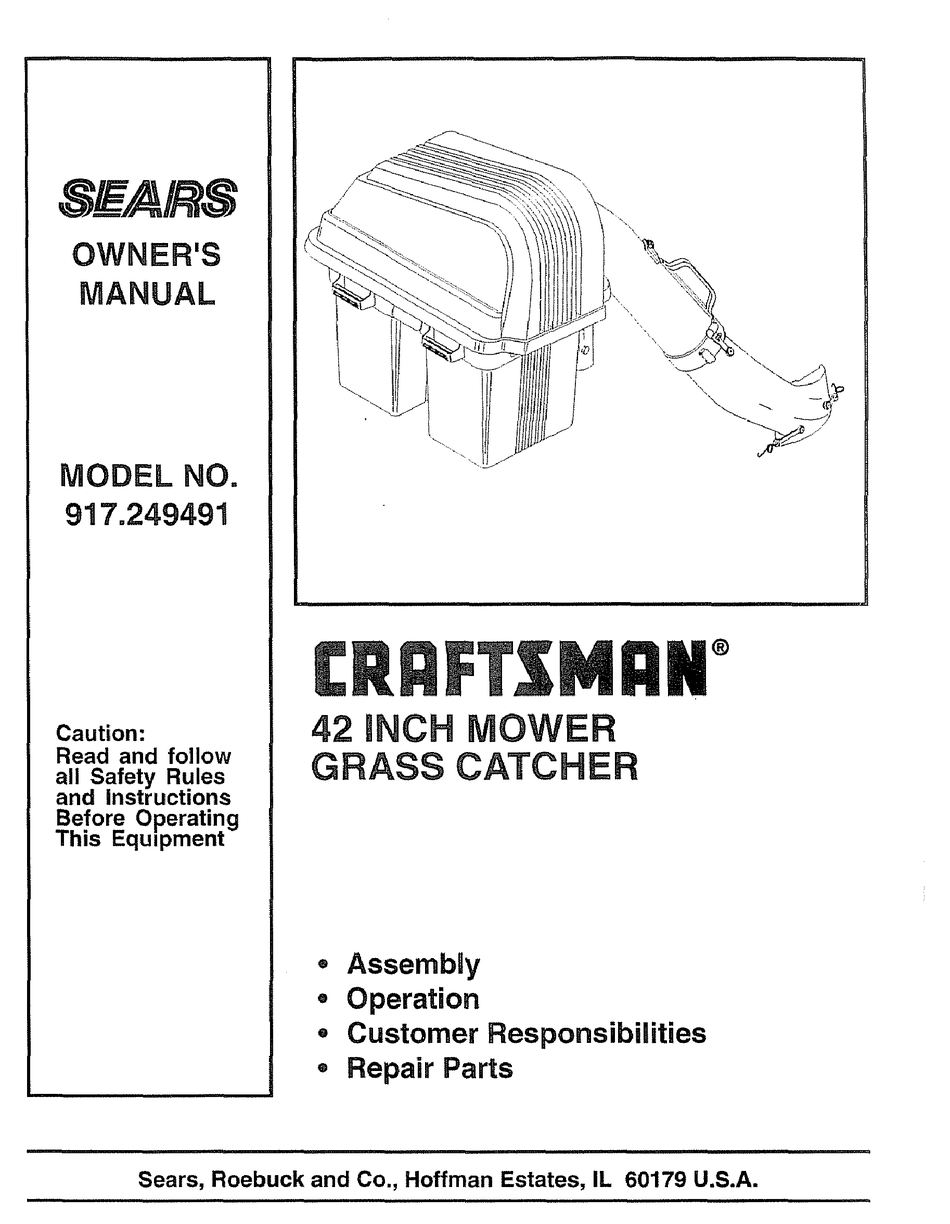 Craftsman grass 2024 catcher assembly