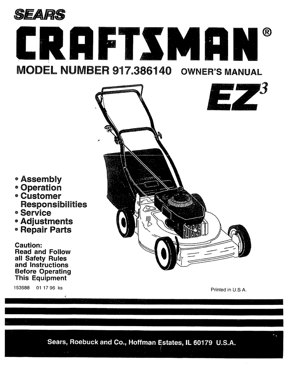 CRAFTSMAN 917.38614 OWNER'S MANUAL Pdf Download | ManualsLib