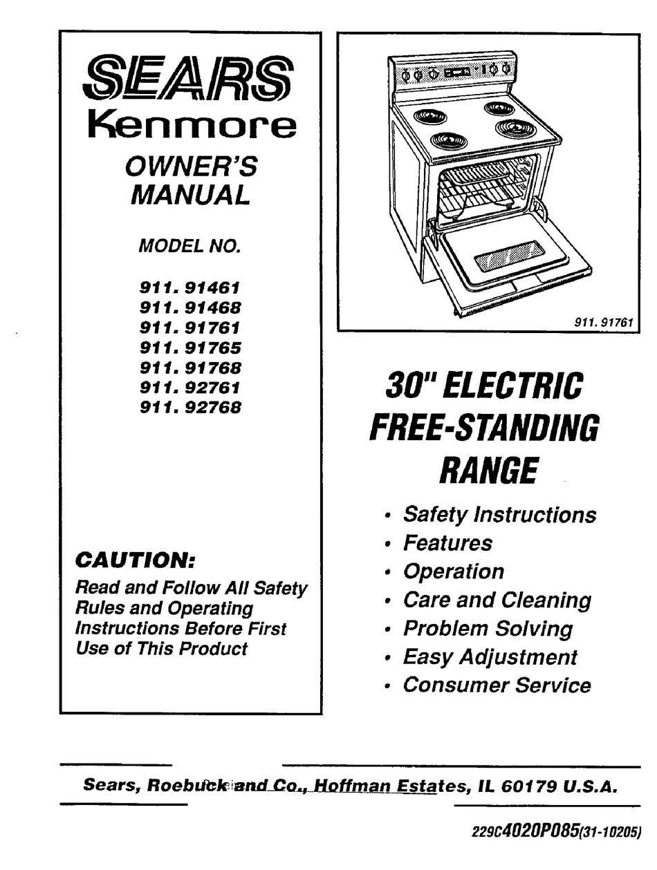KENMORE 911.91461 OWNER'S MANUAL Pdf Download ManualsLib