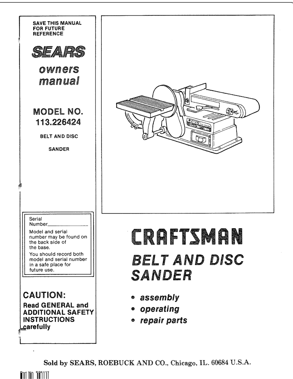 CRAFTSMAN 113 226424 OWNER S MANUAL Pdf Download ManualsLib