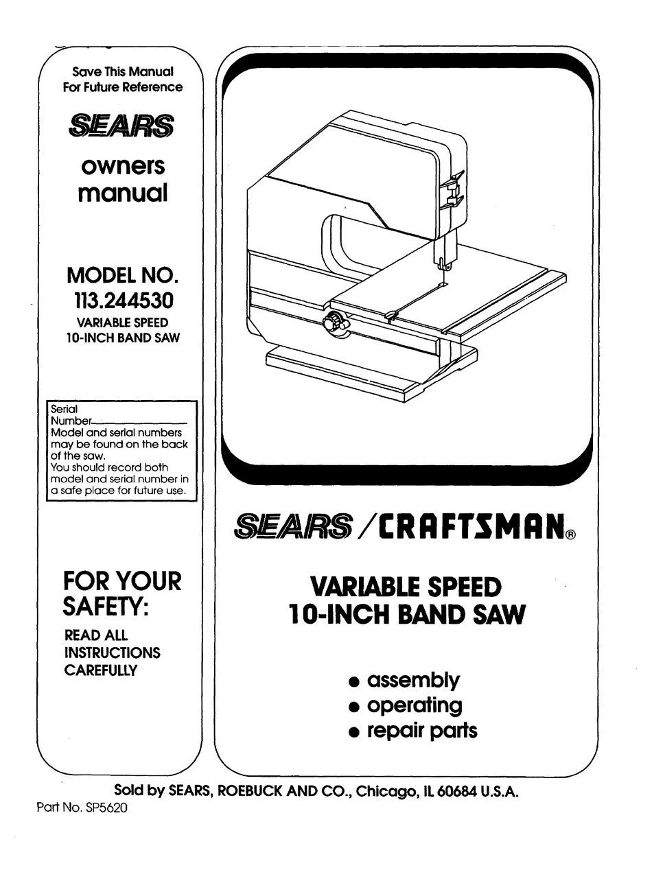 CRAFTSMAN 113 244530 OWNER S MANUAL Pdf Download ManualsLib