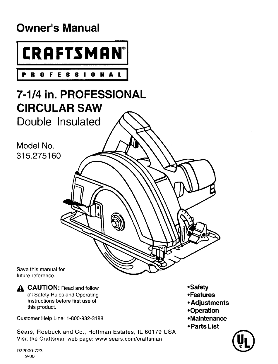 Sears Craftsman  Radial Arm Saw Manual No.315.273731 