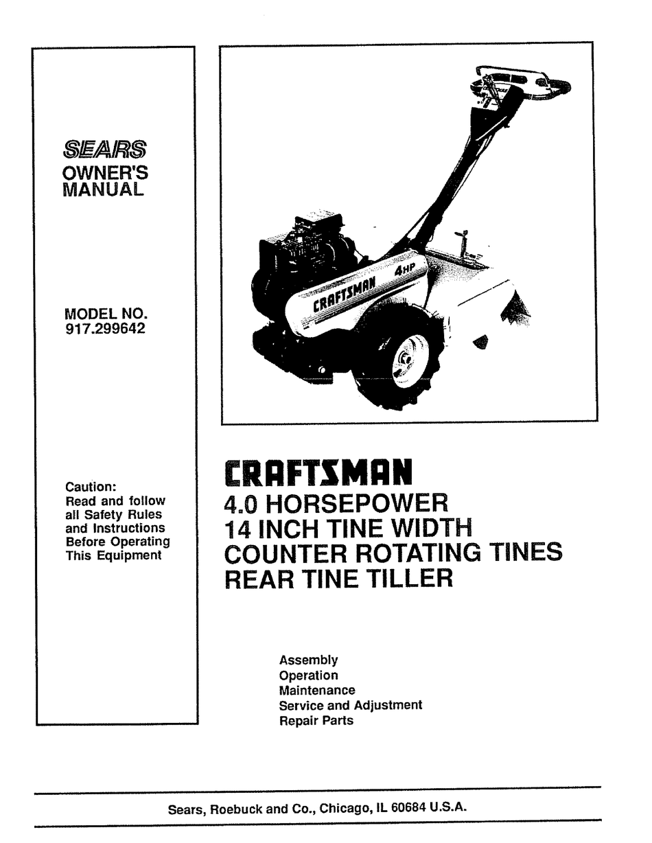 Craftsman tiller 2025 model 917 manual