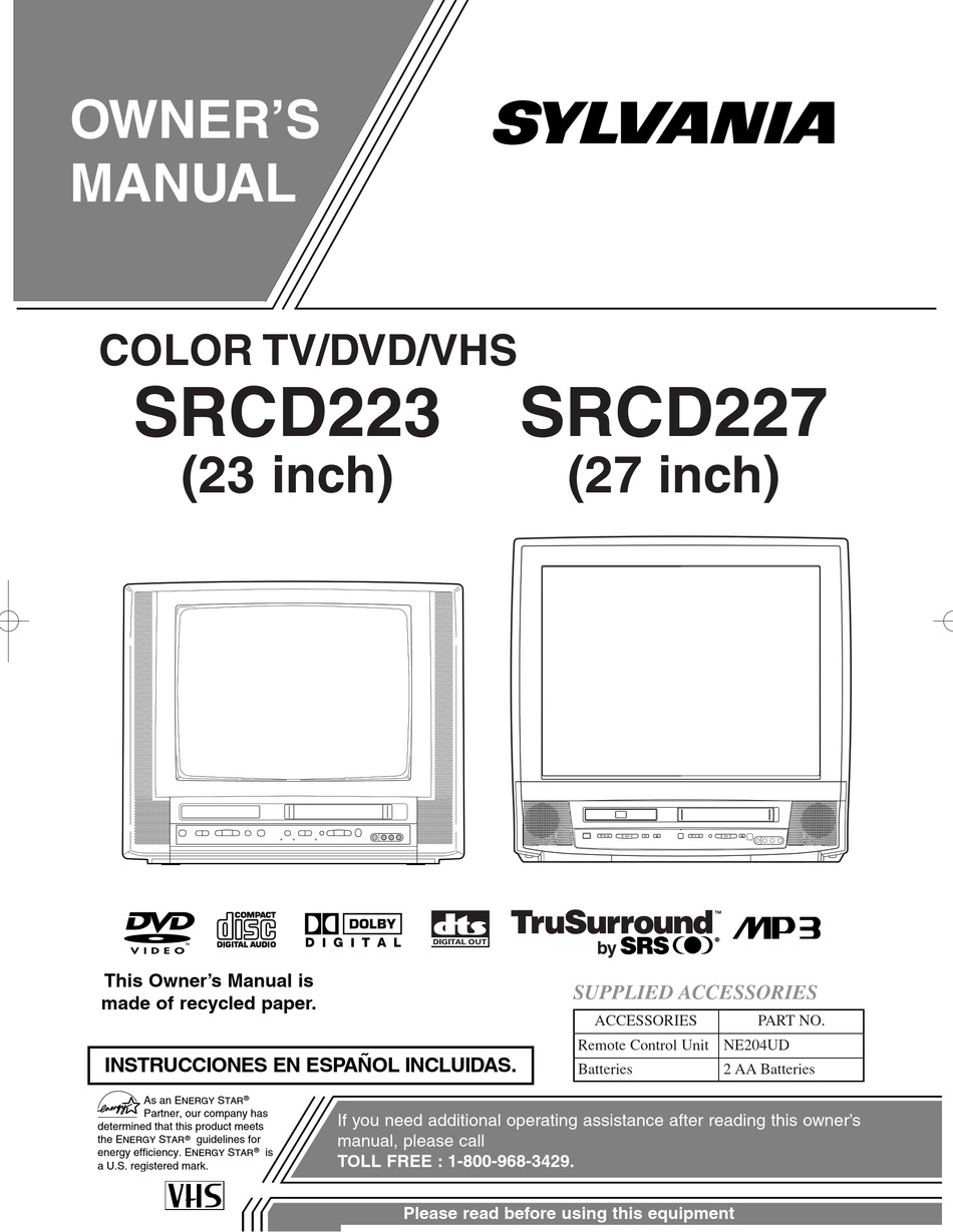 Sylvania Srcd223 Owner S Manual Pdf Download Manualslib