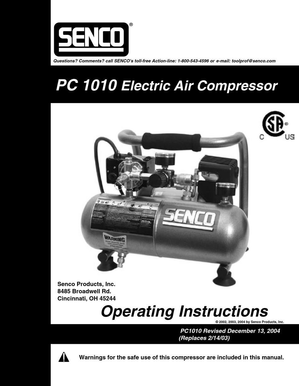 SENCO PC1010 OPERATING INSTRUCTIONS MANUAL Pdf Download | ManualsLib