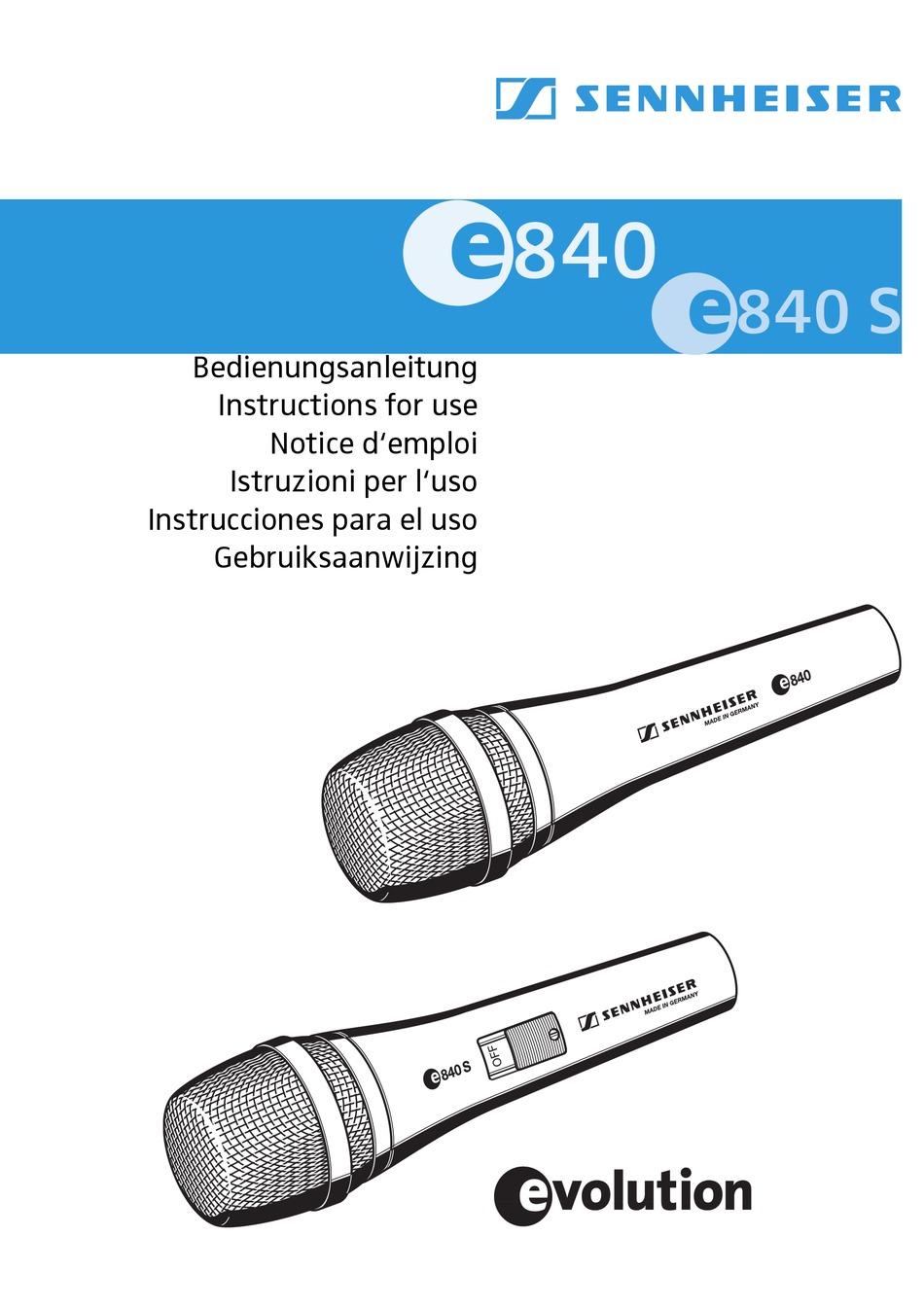 SENNHEISER EVOLUTION E840 INSTRUCTIONS 