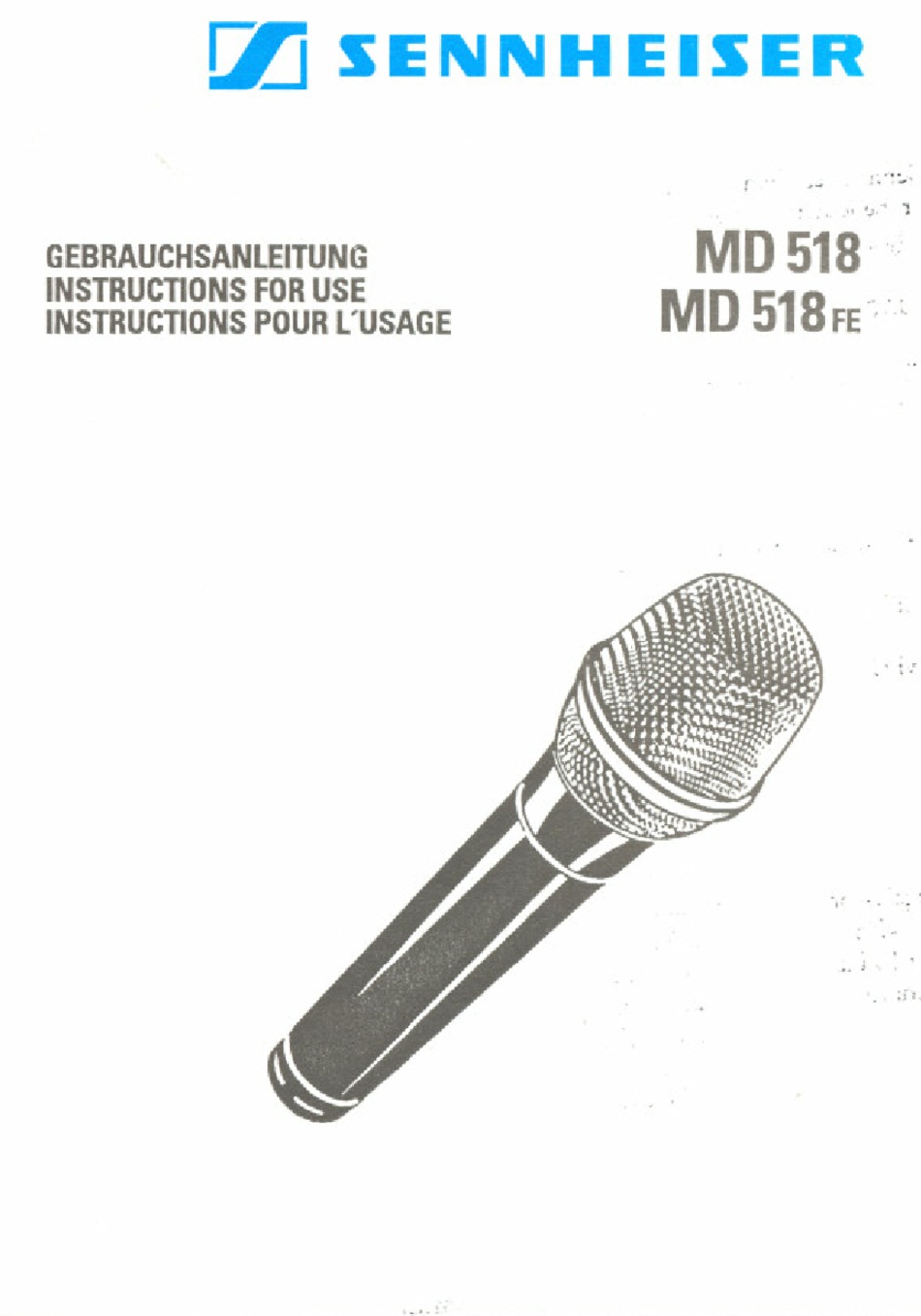 SENNHEISER HD MD 518 INSTRUCTIONS FOR 