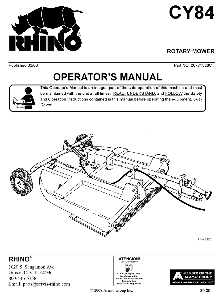 RHINO CY84 OPERATOR'S MANUAL Pdf Download ManualsLib