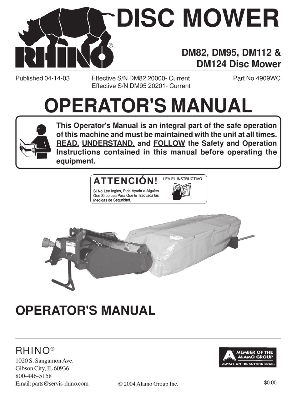 RHINO DM112 OPERATOR'S MANUAL Pdf Download ManualsLib