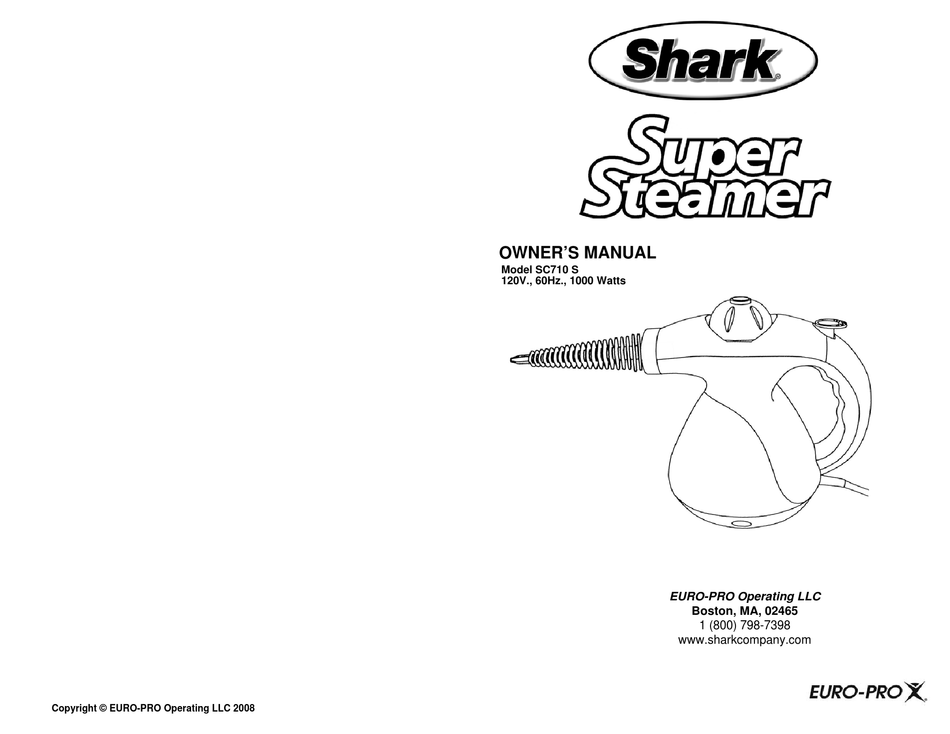 SHARK SUPER STEAMER SC710 S OWNER'S MANUAL Pdf Download ManualsLib