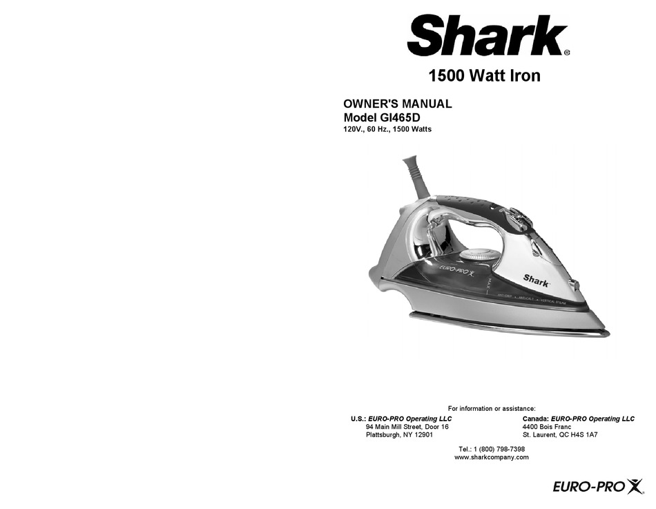 Shark Gi465d Owner S Manual Pdf Manualslib Shark Gi465d Owner S Manual Pdf, Shark Lightweight Professional Iron 1500 Watts Manual