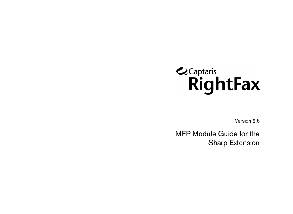 CAPTARIS RIGHTFAX 2.5 MANUAL Pdf Download ManualsLib