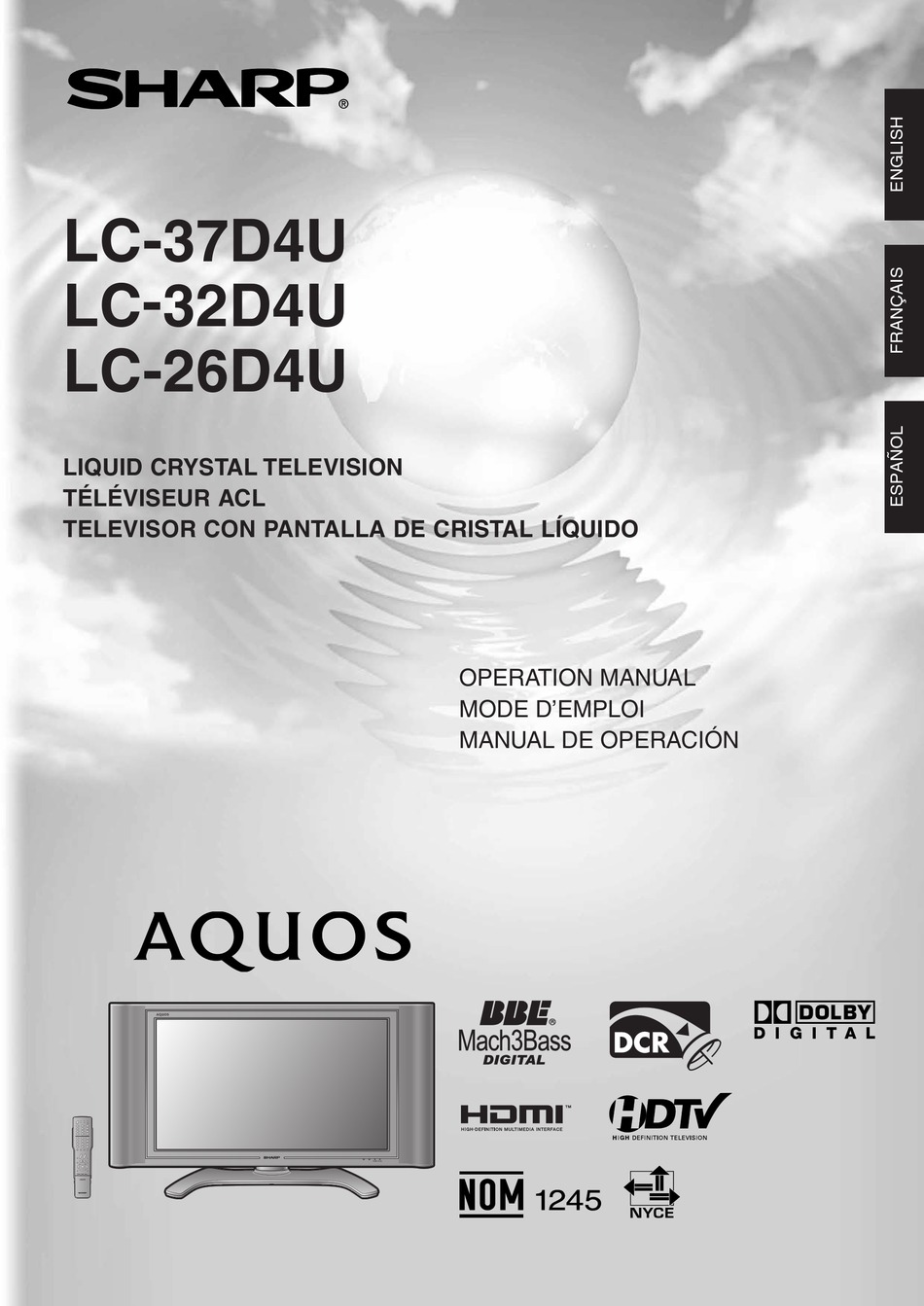 SHARP AQUOS LC 26D4U OPERATION MANUAL Pdf Download ManualsLib