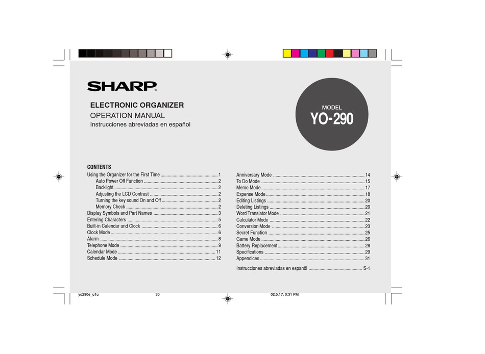  Sharp Electronic Organizer YO-290P : Electronic