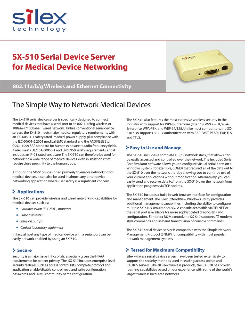 Silex Technology Silex Sx 510 Specification Sheet Pdf Download Manualslib