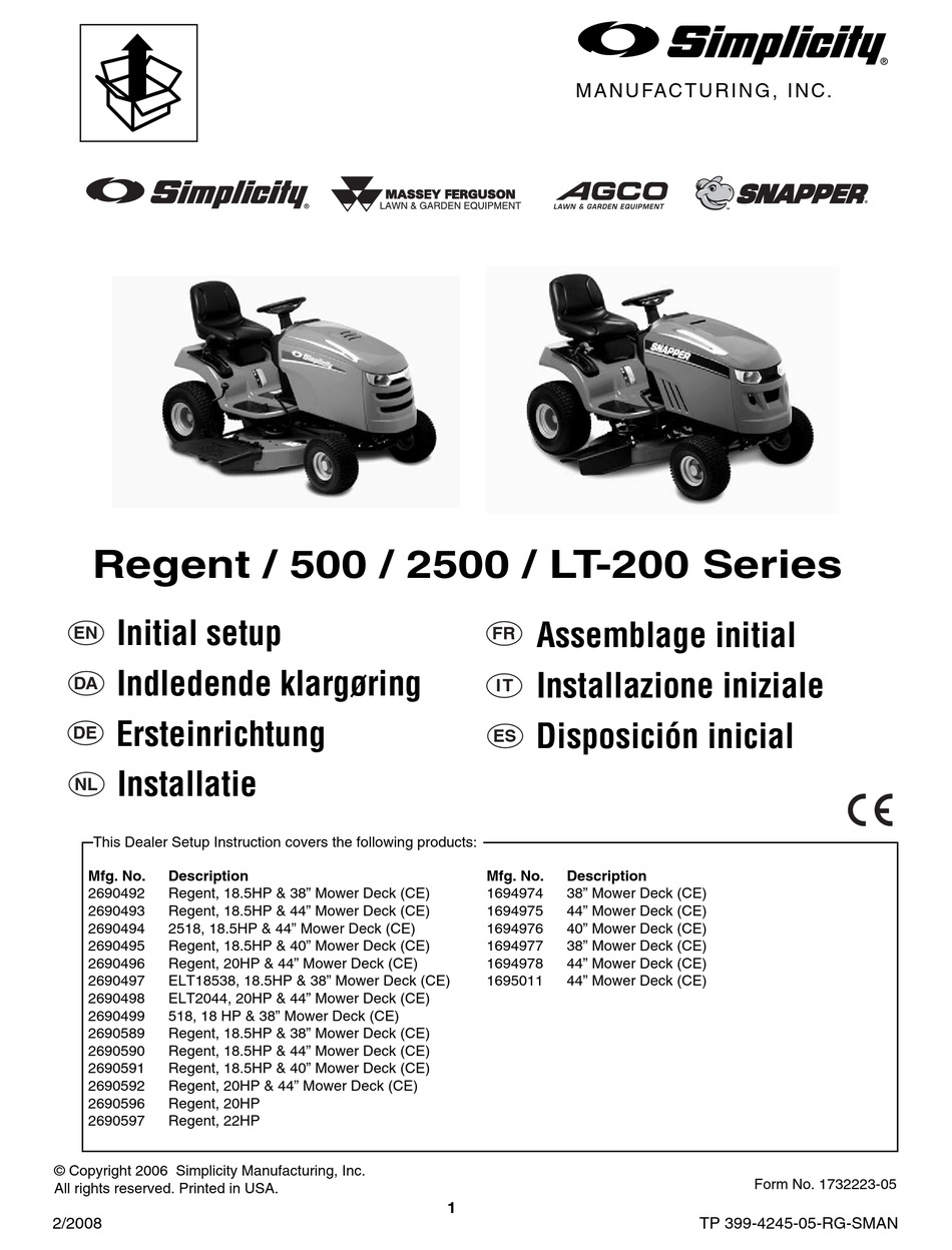 SIMPLICITY 2500 INITIAL SETUP MANUAL Pdf Download ManualsLib