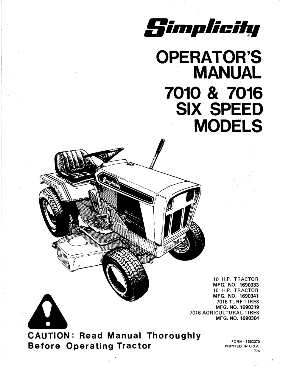 Simplicity 7010 Operator S Manual Pdf