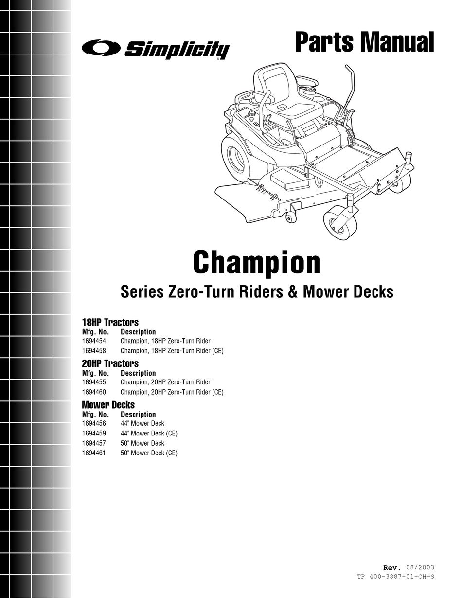 Simplicity Champion Parts Manual Pdf