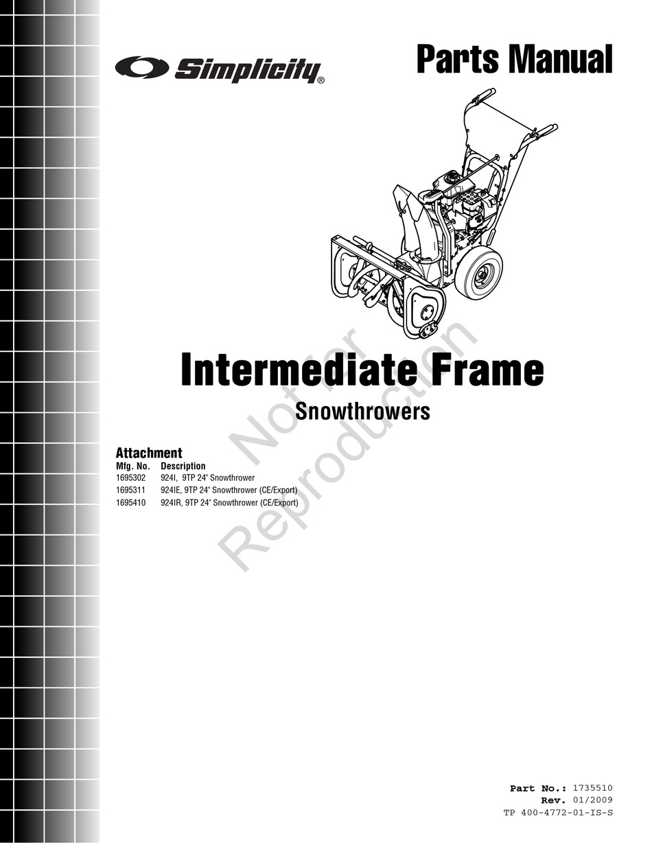 SIMPLICITY 1696302 PARTS MANUAL Pdf Download | ManualsLib
