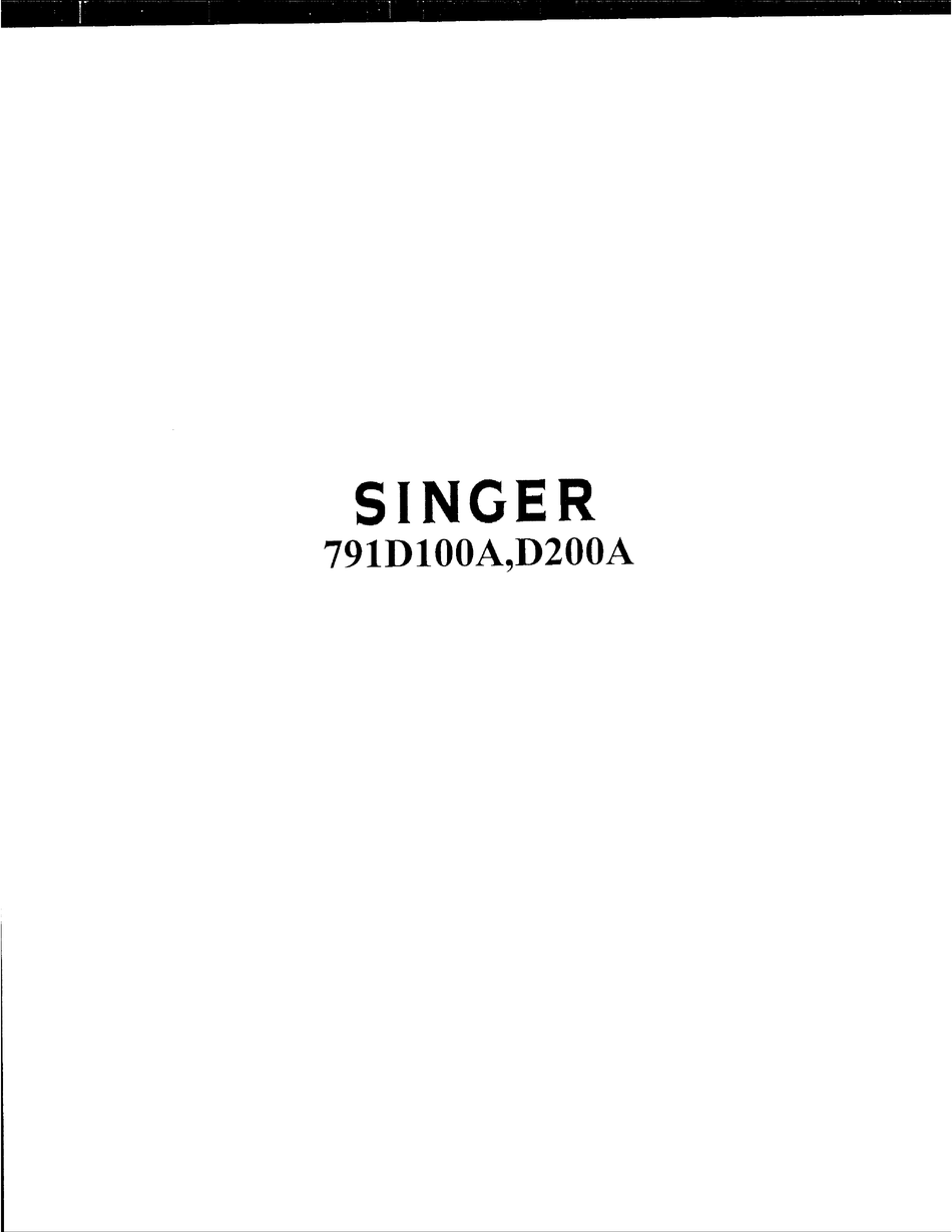 SINGER 791D100A PARTS MANUAL Pdf Download | ManualsLib