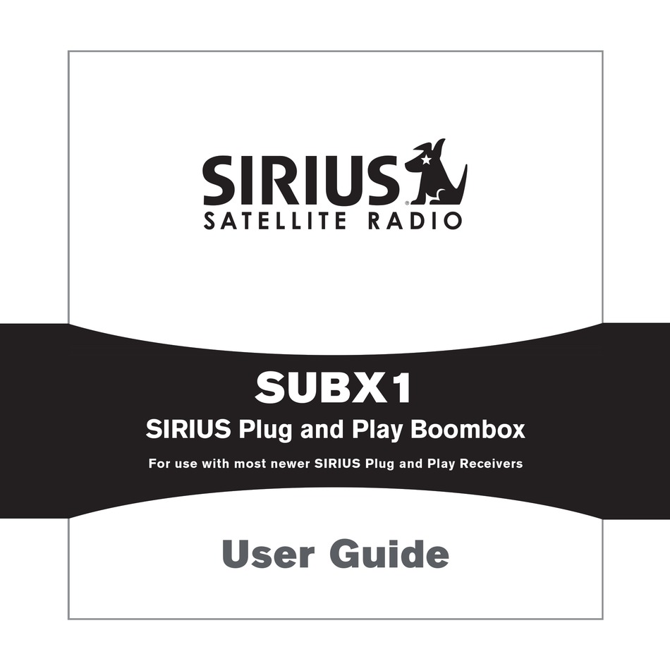 SIRIUS SATELLITE RADIO SUBX1 USER MANUAL Pdf Download ManualsLib