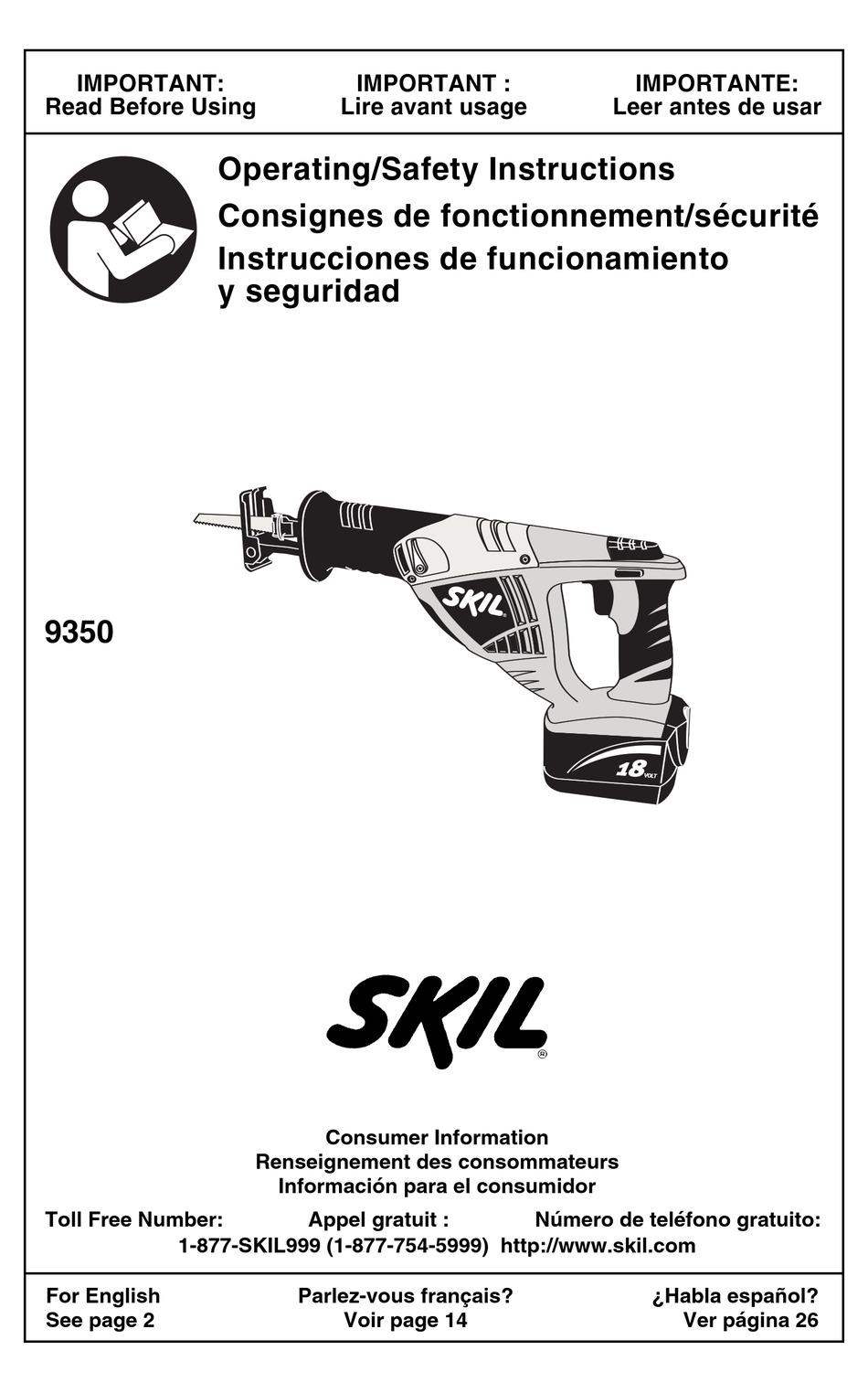 Operating Instructions Skil 9350 Operating Safety Instructions