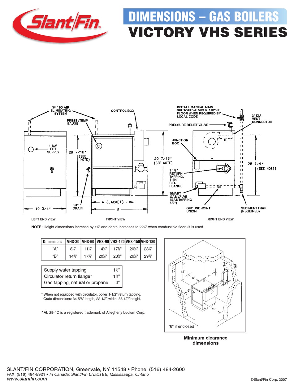 SLANT/FIN VICTORY VHS SERIES DIMENSION MANUAL Pdf Download ManualsLib