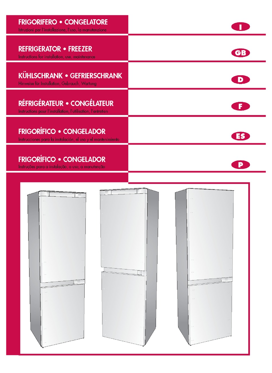 SMEG REFRIGERATOR FREEZER CR305AP INSTRUCTIONS FOR INSTALLATION AND