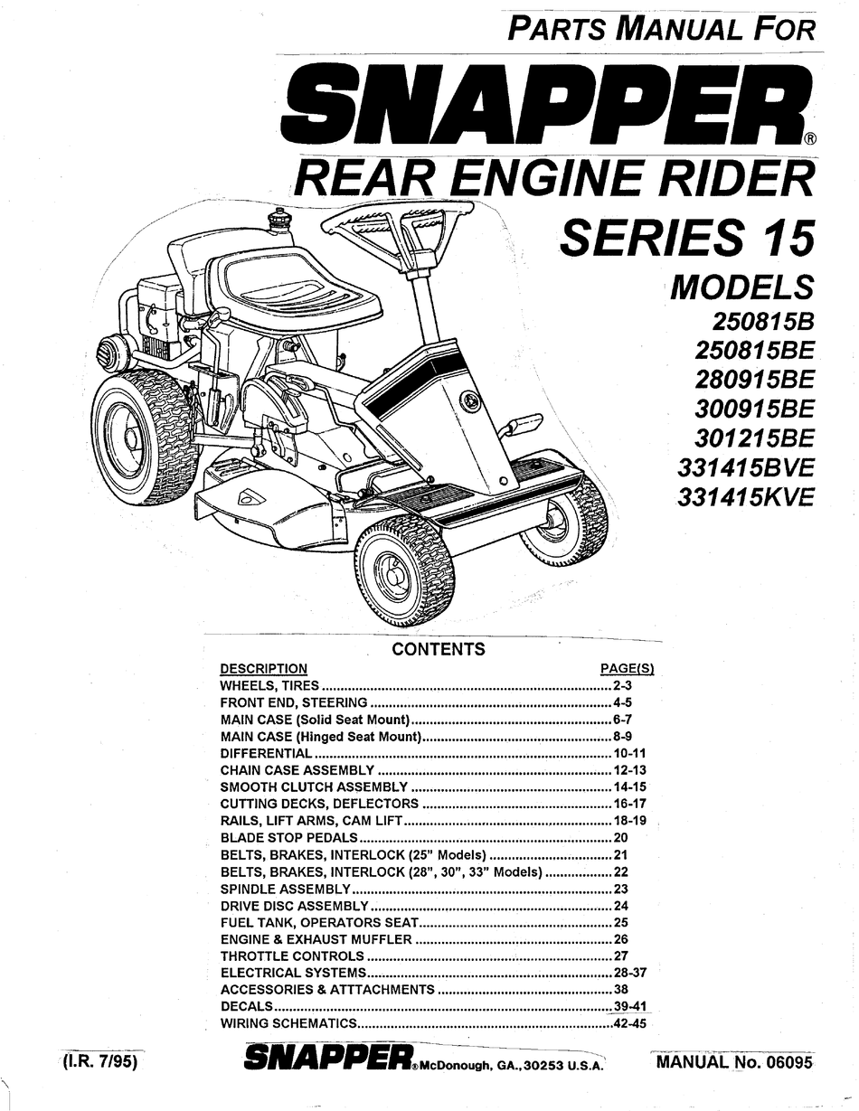 Snapper rear deals engine rider parts