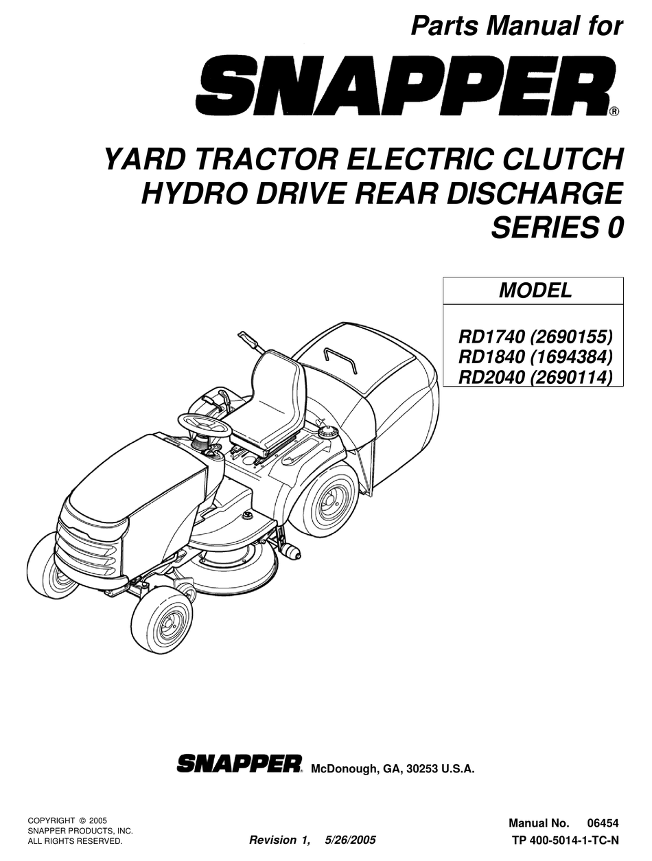 SNAPPER RD1740, RD1840, RD2040 PARTS MANUAL Pdf Download ManualsLib
