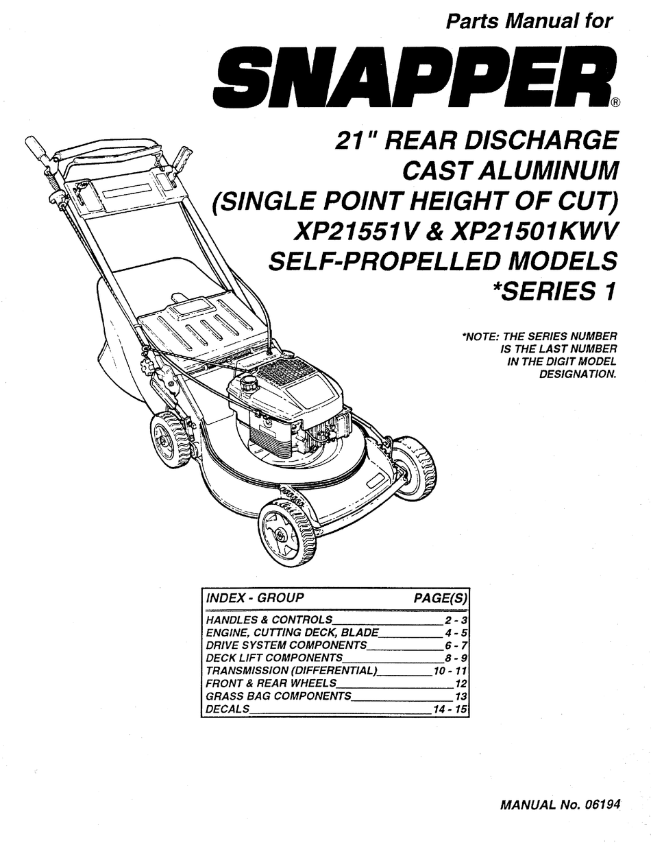 SNAPPER XP21501KWV PARTS MANUAL Pdf Download ManualsLib