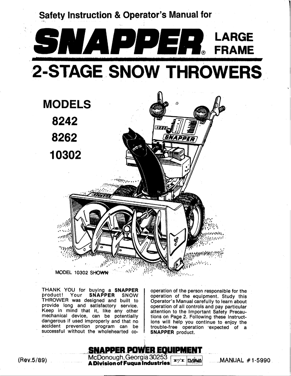 SNAPPER 10302 SAFETY INSTRUCTIONS & OPERATOR'S MANUAL Pdf Download ...