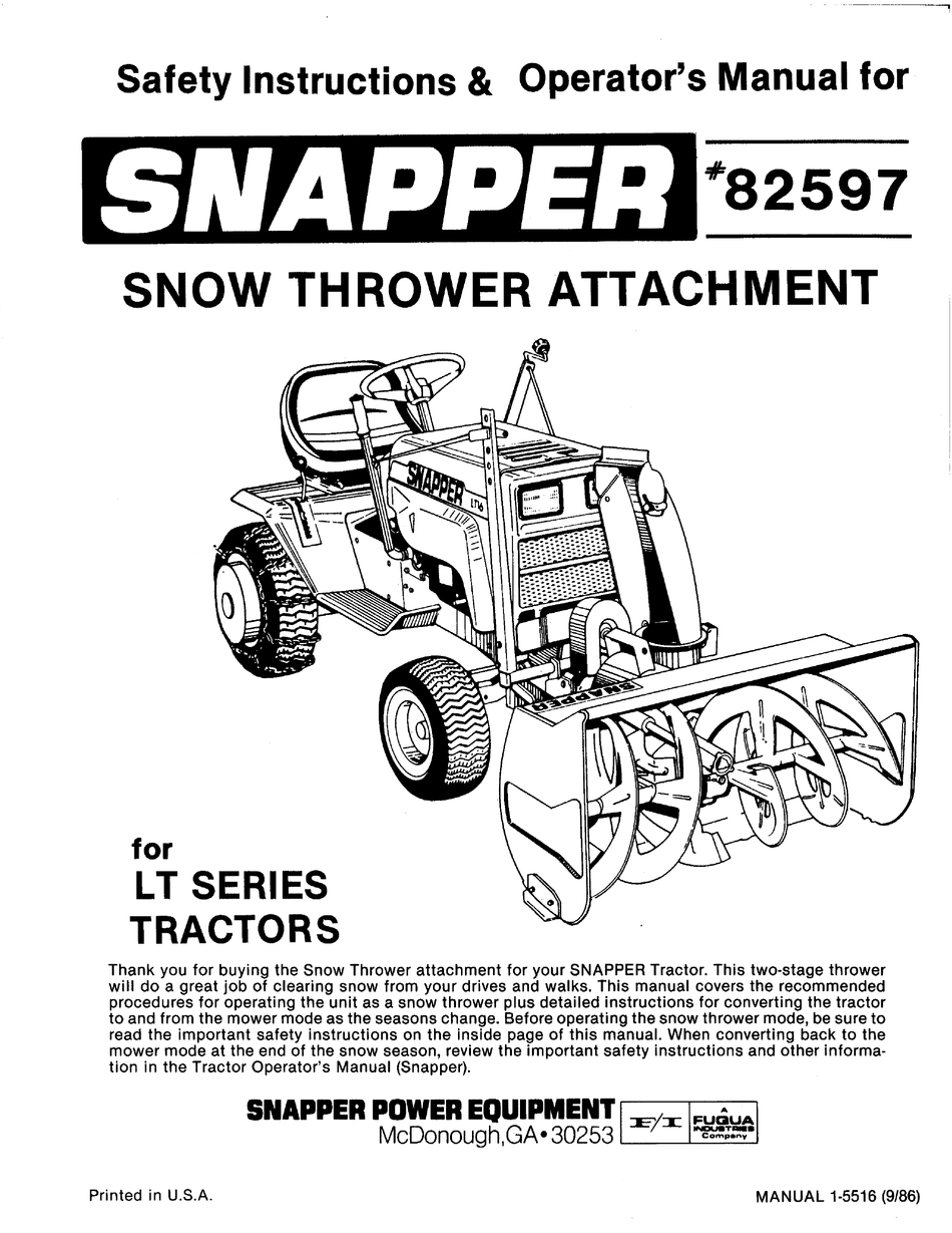 SNAPPER 82597 SAFETY INSTRUCTION & OPERATORRS MANUAL Pdf Download ...