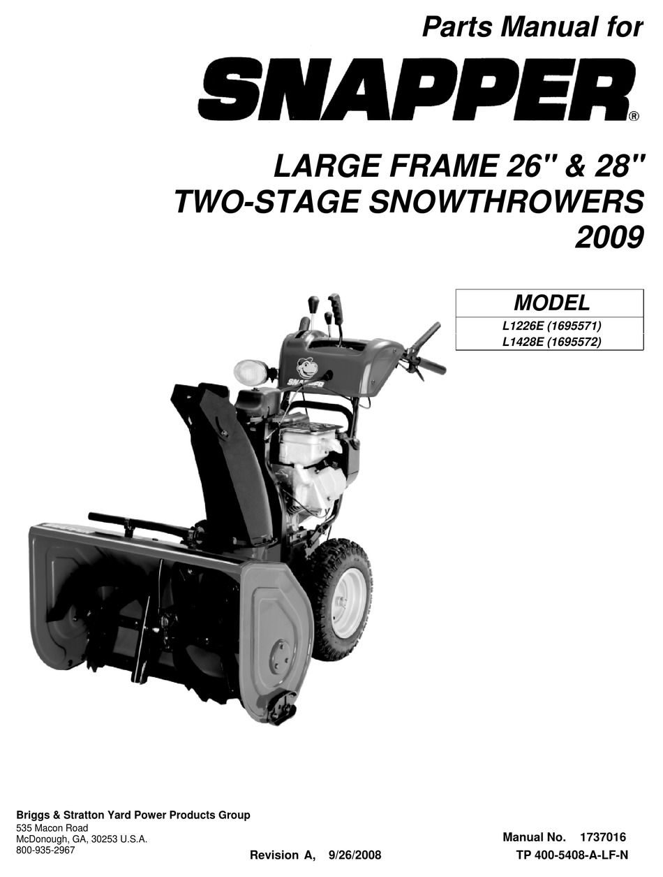 SNAPPER L1226E, L1428E PARTS MANUAL Pdf Download | ManualsLib