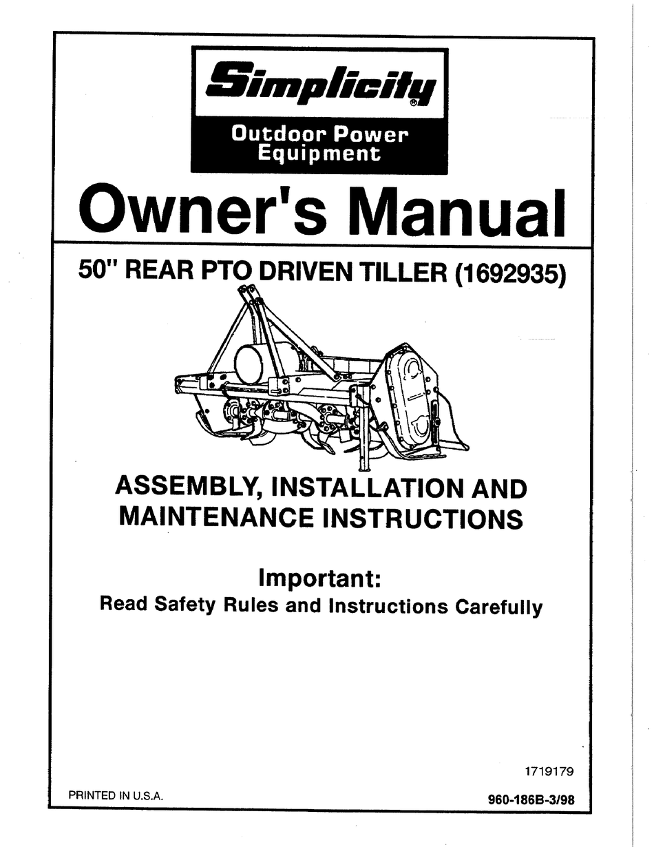 SIMPLICITY 1692935 OWNER'S MANUAL Pdf Download | ManualsLib