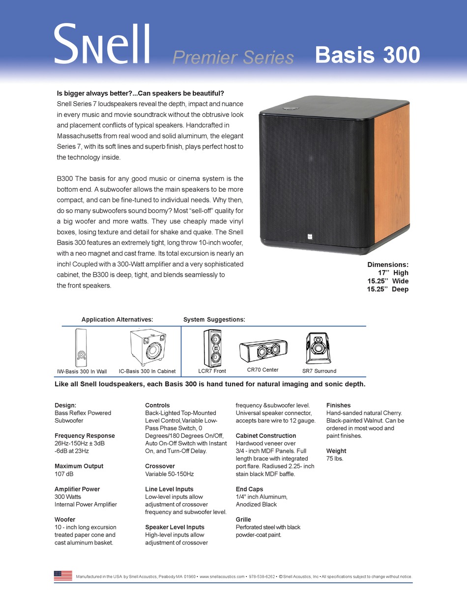 snell basis 300 subwoofer