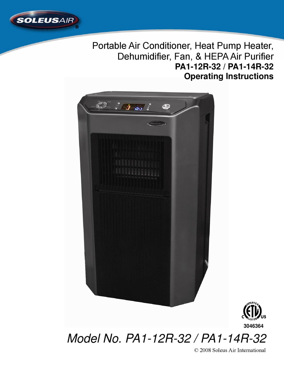 SOLEUS AIR PA1-12R-32 OPERATING INSTRUCTIONS MANUAL Pdf Download