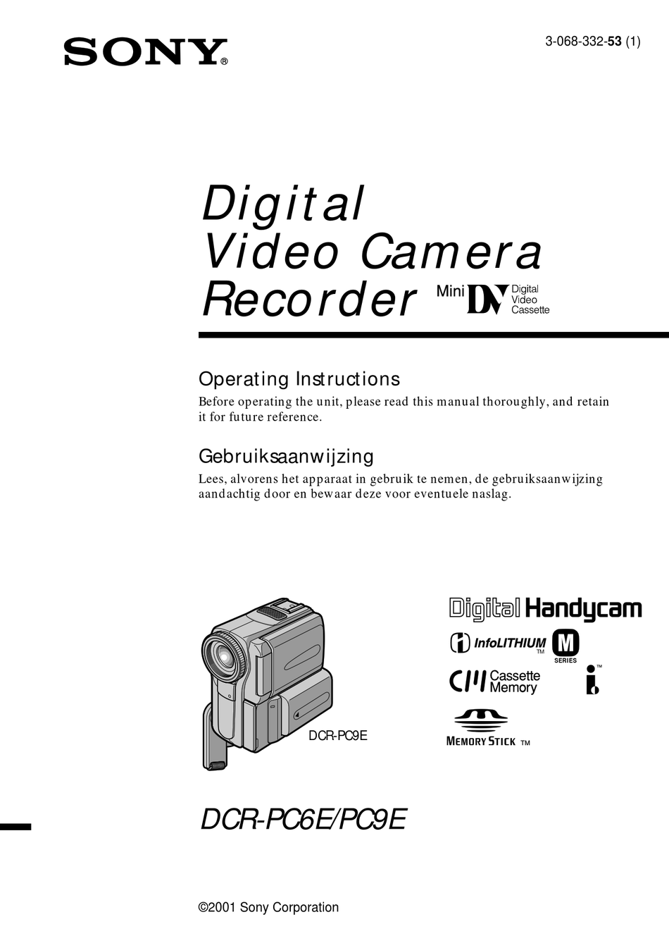 SONY HANDYCAM DCR-PC9E OPERATING INSTRUCTIONS MANUAL Pdf Download ...