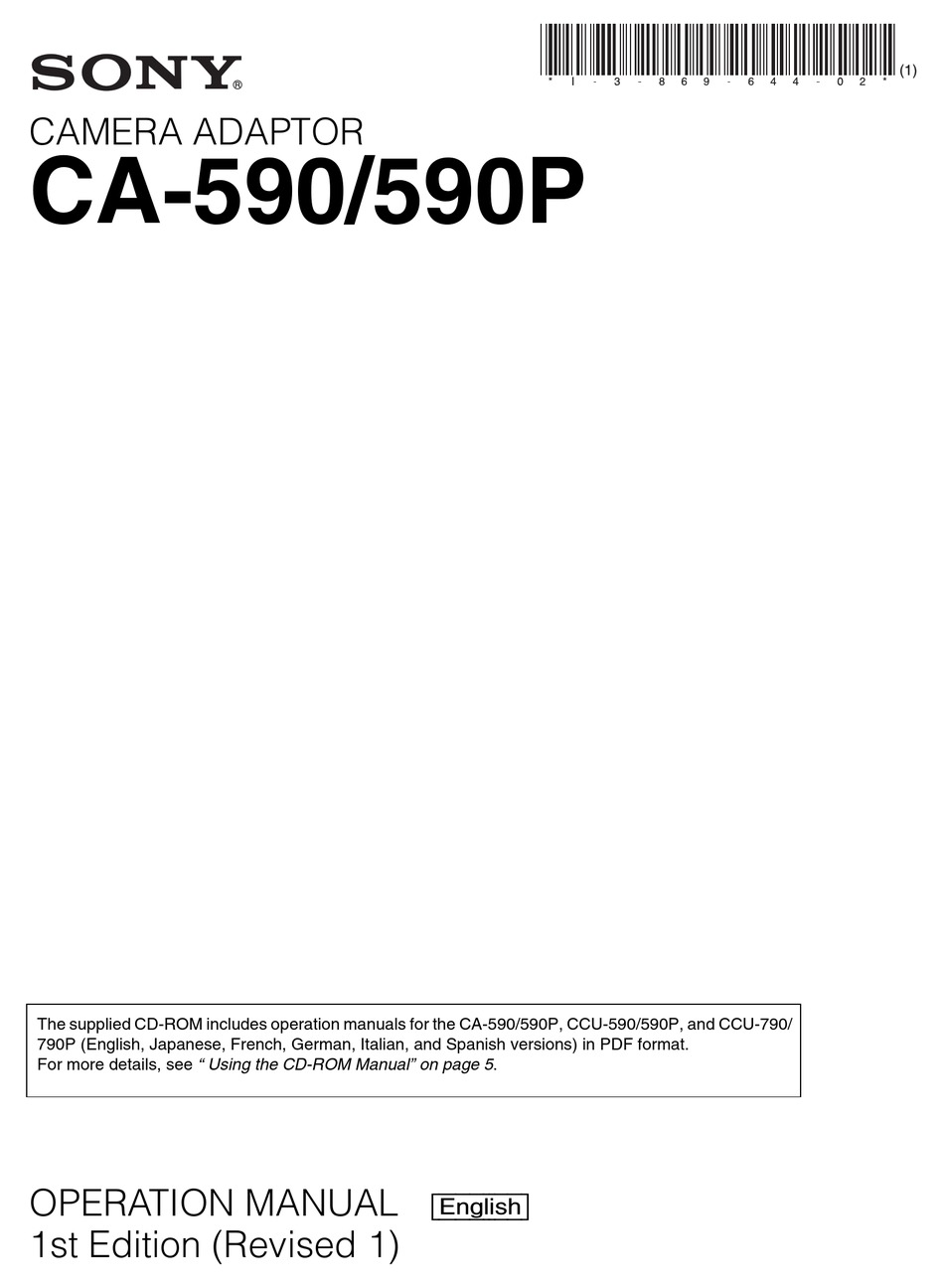 SONY CA590 OPERATION MANUAL Pdf Download ManualsLib