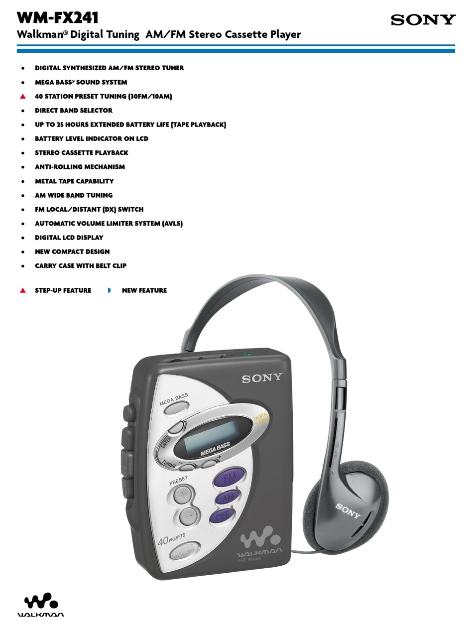 Sony WM-FX244 Walkman Digital Tuning AM/FM Stereo Cassette Player 