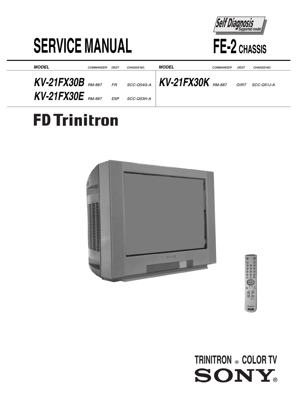 SONY FD TRINITRON KV-21FX30B SERVICE MANUAL Pdf Download | ManualsLib