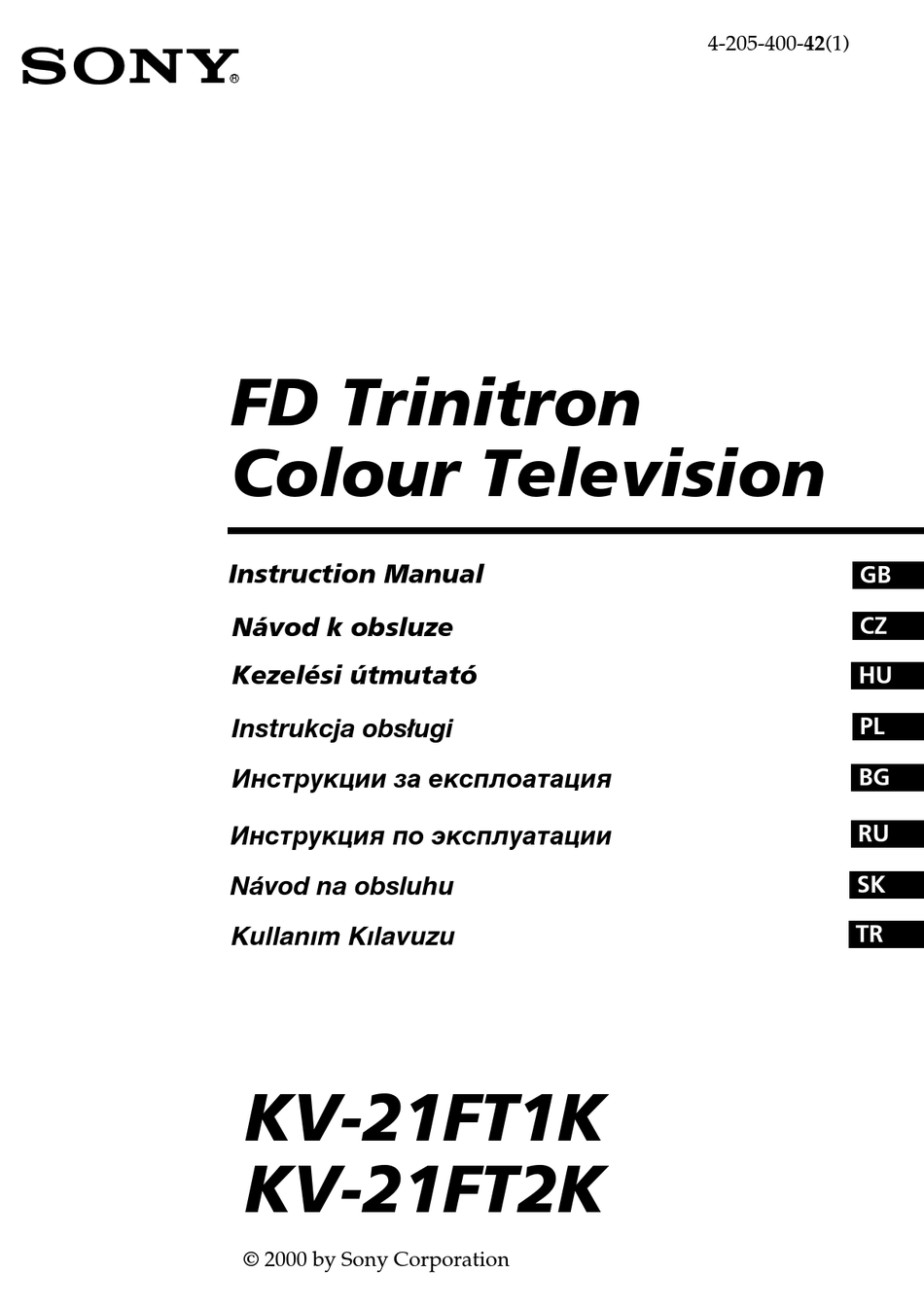 SONY KV-21FT1K INSTRUCTION MANUAL Pdf Download | ManualsLib