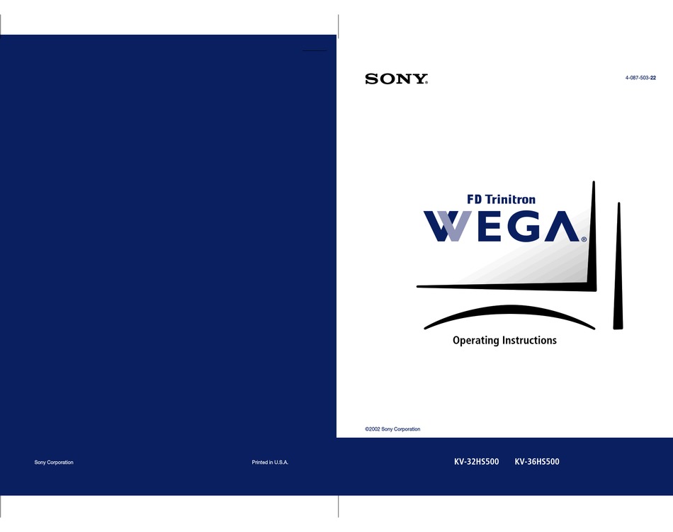 Sony Wega Kv 36hs500 Operating Instructions Manual Pdf Download Manualslib