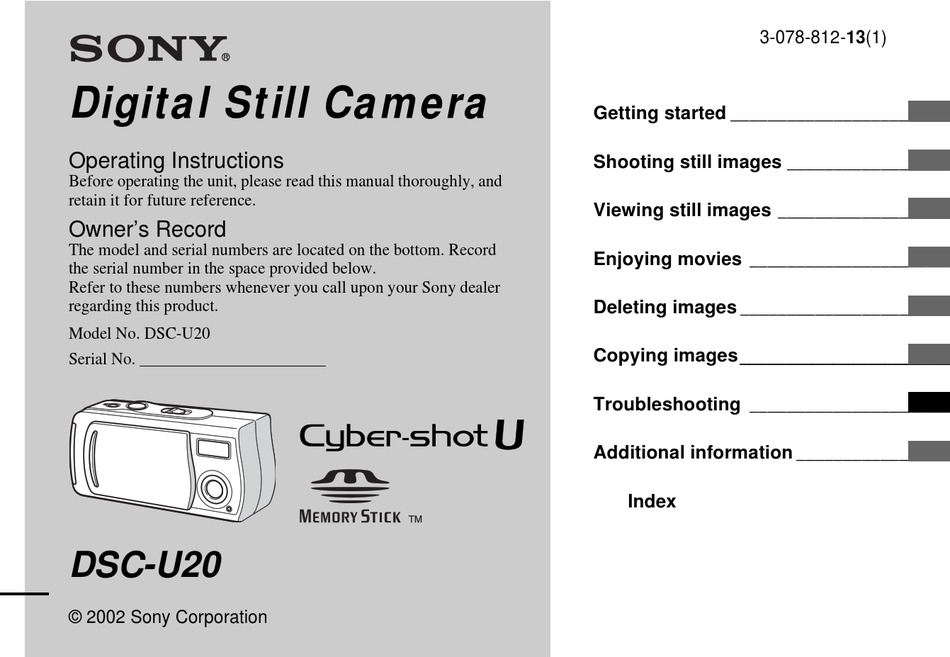 sony cyber shot u20