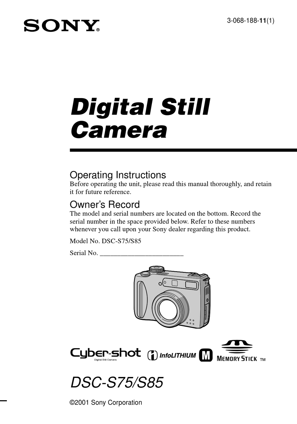 Sony Dsc S75 S85 Operating Instructions Manual Pdf Download Manualslib