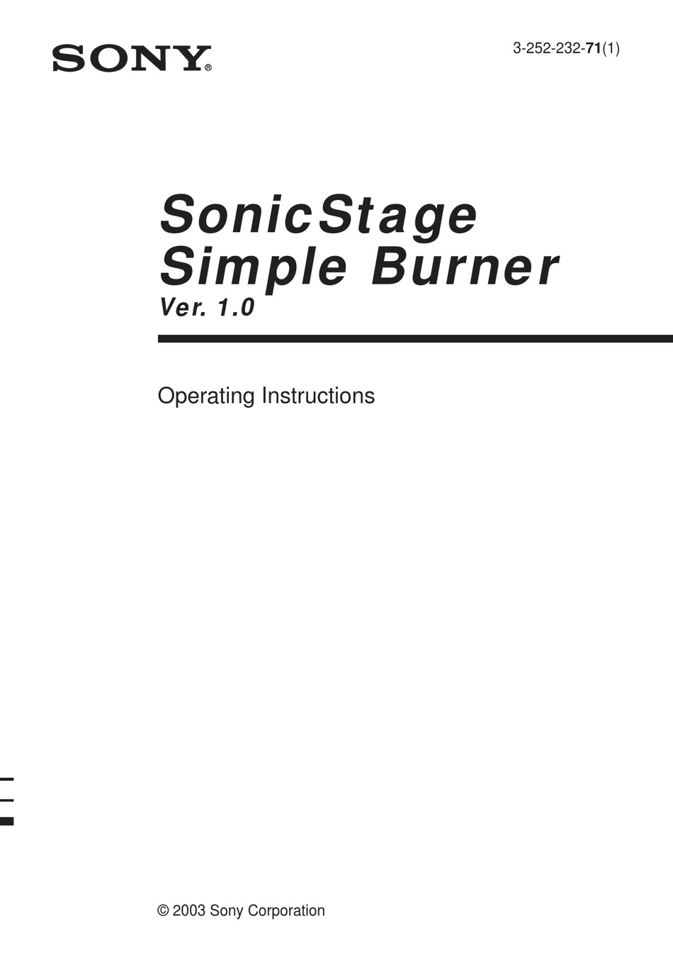 Sony Sonicstage Simple Burner Operating Instructions Manual Pdf Download Manualslib