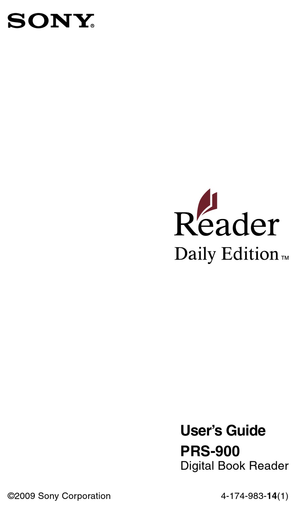 Sony Reader Daily Edition Prs 900 User Manual Pdf Download Manualslib