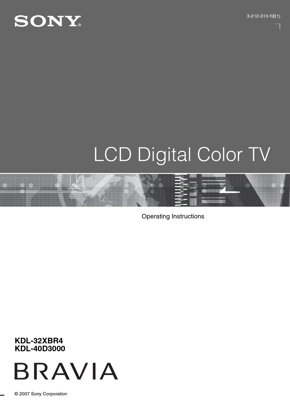 SONY BRAVIA KDL-40D3000, KDL-32XBR4 OPERATING INSTRUCTIONS MANUAL Pdf ...