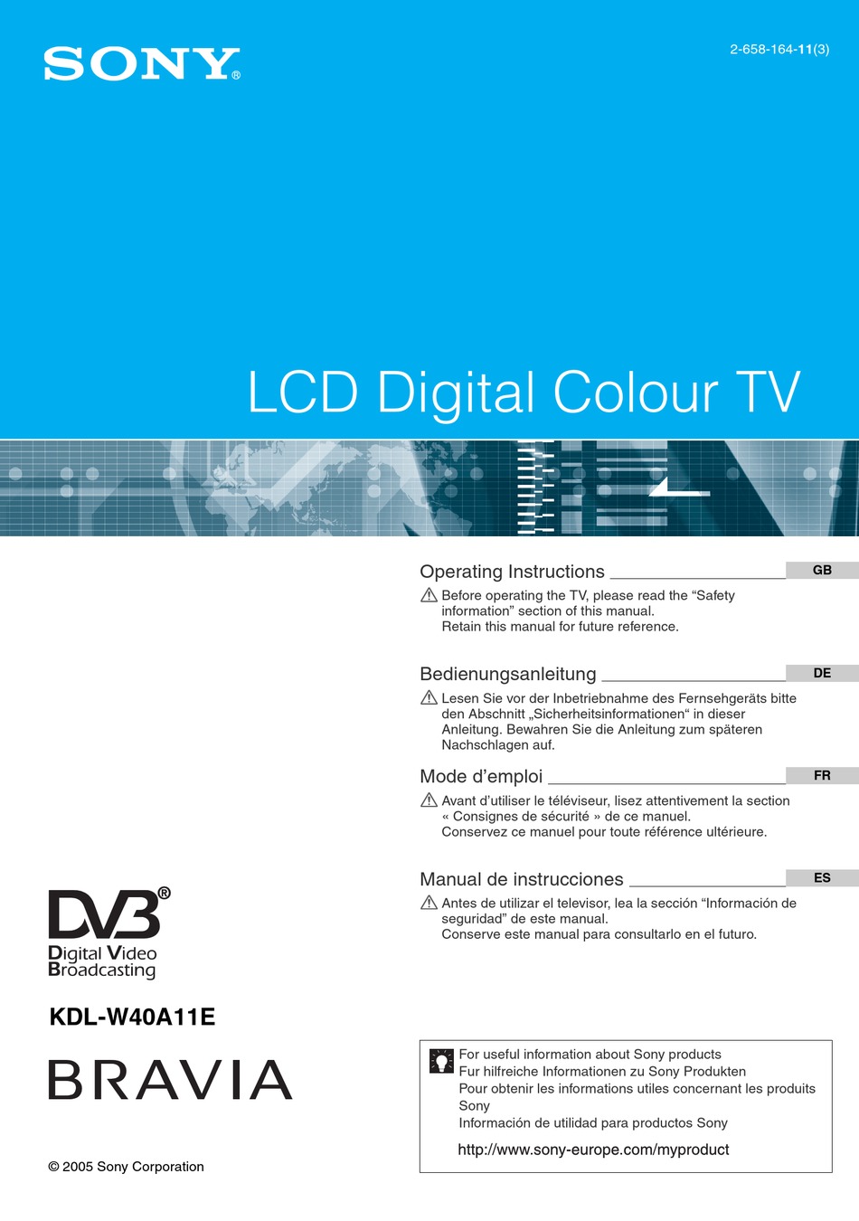 SONY BRAVIA KDLW40A11E OPERATING INSTRUCTIONS MANUAL Pdf Download ManualsLib SONY BRAVIA KDLW40A11E OPERATING INSTRUCTIONS MANUAL Pdf Download ManualsLib